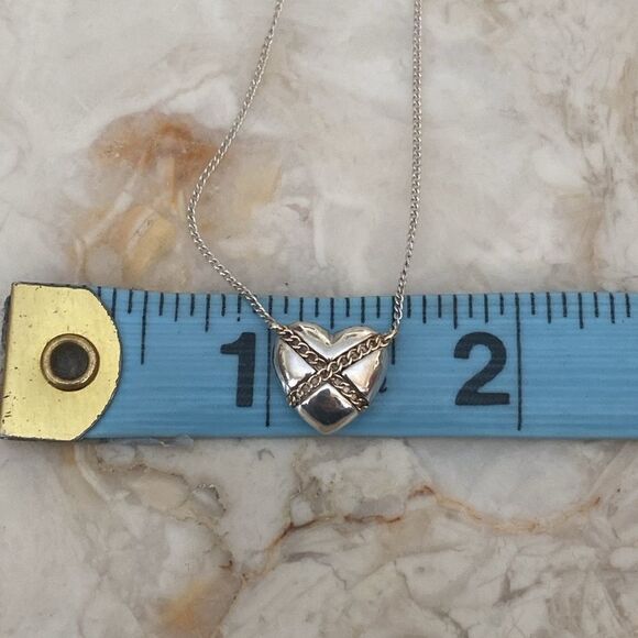 Tiffany & Co. “Cross My Heart” Sterling Silver & 18K Gold Heart Necklace - Picture 7 of 7